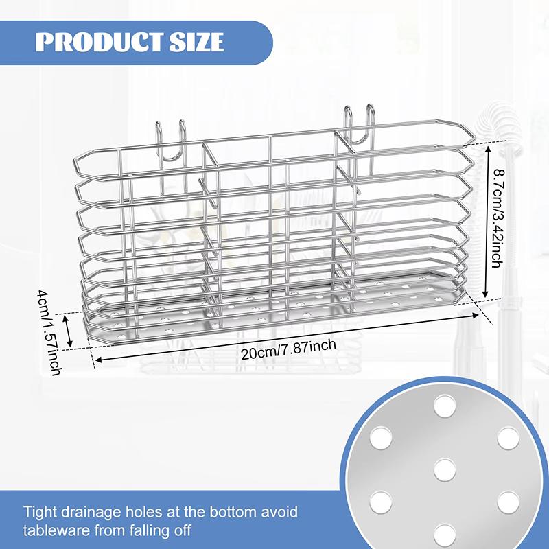 1PC Stainless Steel Chopsticks Holder Kitchen Storage Shelf Cutlery Organizer Spoon Fork Tableware Draining Rack for Home серебряный