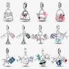 Original New Copper Travel Series Suitcase Camera Shopping Bag Charms For Originaldiy Bracelet Women Jewelry Gift