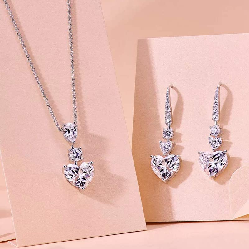 [AVANCE] Heart Stone Earrings Necklace for Women - Sparkling, Cute, Simple (Earrings)