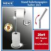 WENKO Support Papier Toilette 2en1, Porte Papier Toilette et Dérouleur Papier Toilette, Acier, 21x55x17 cm, Brillant