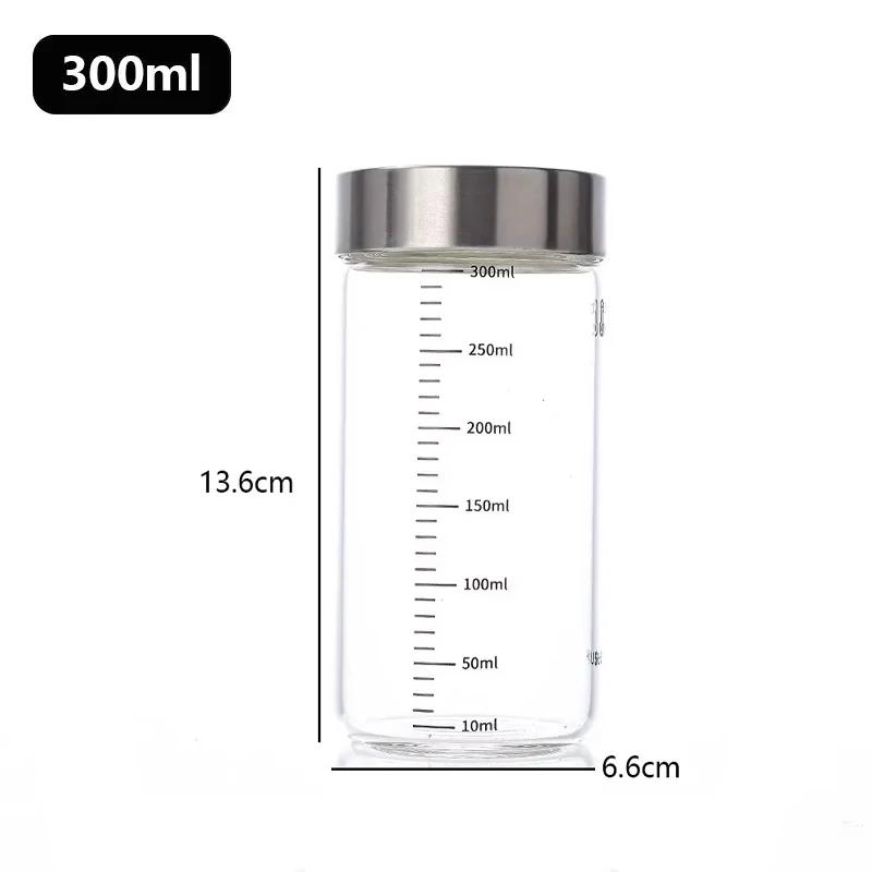 Sealed Bottle High Borosilicate Glass Liquid Orgnizer with Scale Strawberry Jam Storage Jars with Lid Orange Juice Dispenser