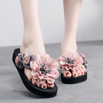 Fashion New Luxury Flower Women's Slippers Summer 3 Cm Thick Bottom Beach Play Beach Slippers Fashion Versatile Exquisite Women's Shoes