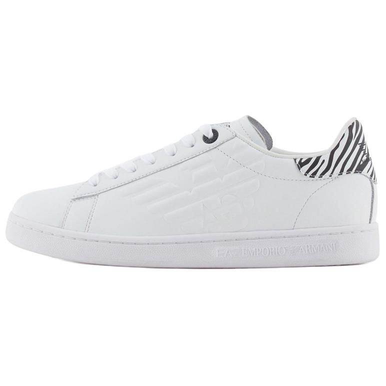 Emporio Armani EA7 Leather Round Toe Lace-Up Low-Top Sneakers Unisex sneakers White X8X001XCC51T978 40⅔