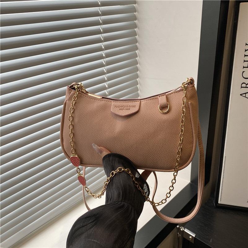 New Lychee Pattern Women's Bags, Armpit Bags, Casual Fashion Chains, Portable Shoulder Bags, Retro Trendy Commuter Bags