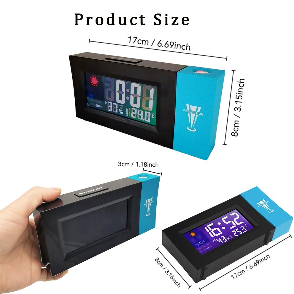 12H/24H Switching Projection Alarm Clock Weather Display Electronic Clock Display Humidity and Temperature Multi-Function Electronic