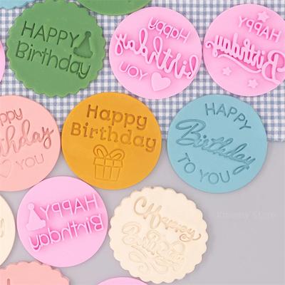 Neuer Happy Birthday Kekspräger Form Englischer Buchstabe Keks Geprägter Stempel Babyparty Party Fondant Kuchen Dekorationswerkzeuge