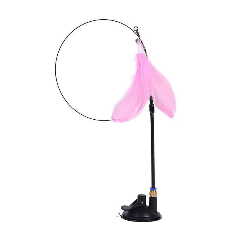 Cat Toy Feather Stick Interactive Toy Super Suction Kitten Toy Cup Removable 2 Feather Replacement Cat Accessories