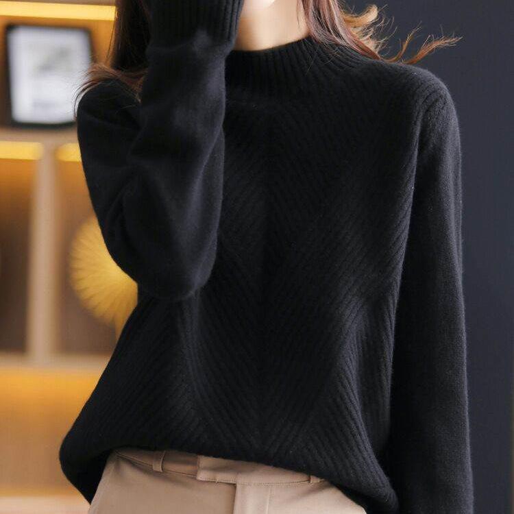 

Женская водолазка, свитер, трикотаж, топы с длинным рукавом, блузка, зимняя одежда, модная одежда, нижние рубашки, пуловеры для женщин OneSize чёрный