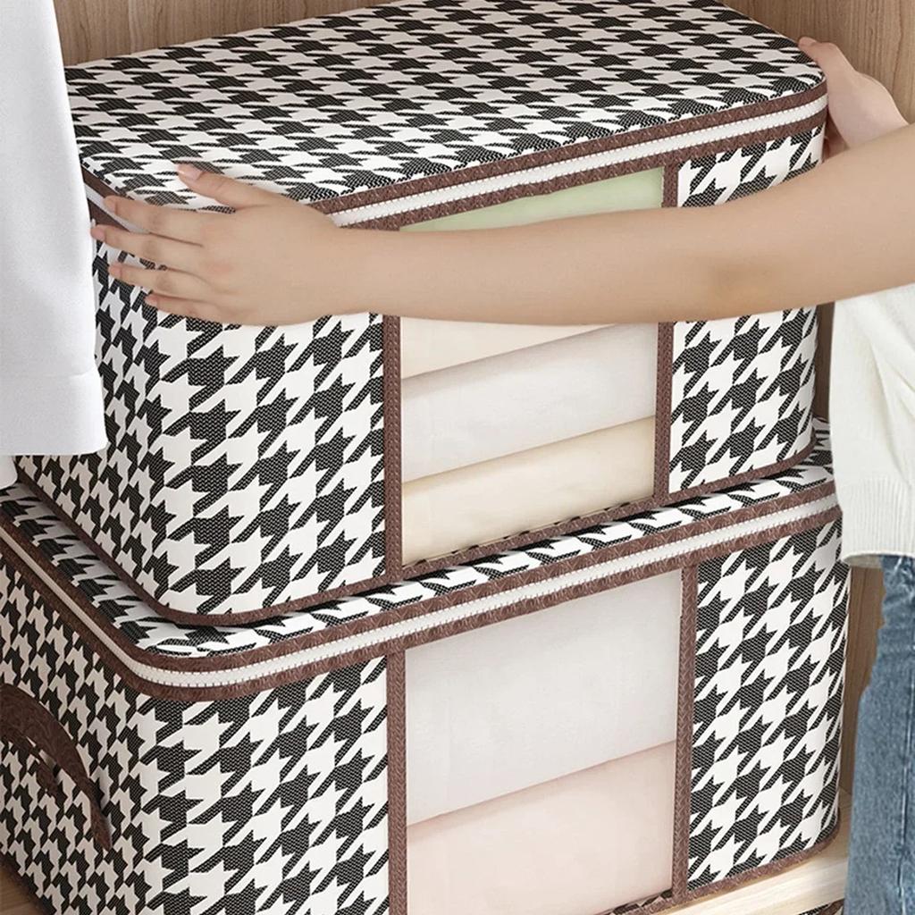 Visible Large Capacity Clothes Storage Bag Portable Household Organizer with Handles Foldable Dustproof Quilt Zipper Container