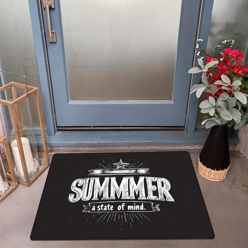 

Vintage Summer Door Mat Vintage Summer A TIME OF MAGIC Printed Black Background Printed Polyester Entrance Floor Mat 40cm x 60cm