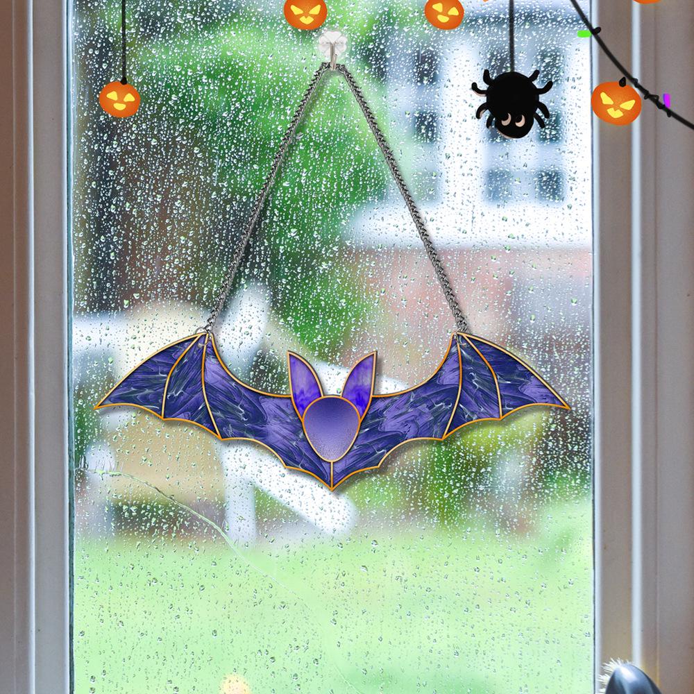 TYU100-109 Calabaza de Halloween Murciélago Cadena de Hierro Adorno Colgante para Decoración de Ventana o Porche