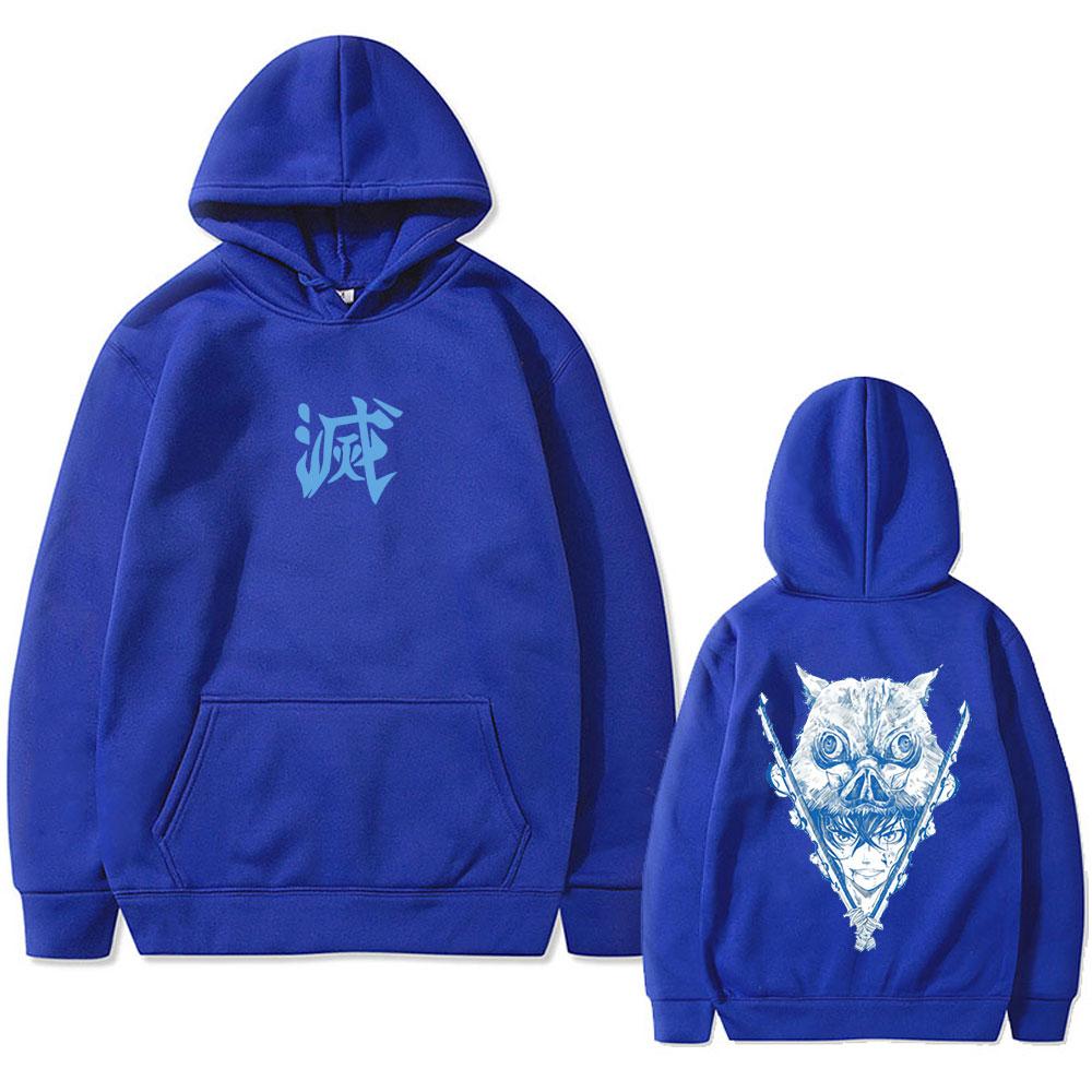 Anime Demon Slayer Hashibira Inosuke Graphic Hoodie Men Women Casual Vintage Oversized Streetwear Unisex Fleece Hoodies