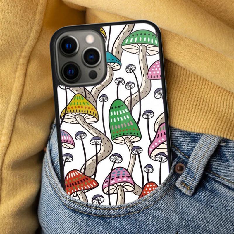 Psychedelic Mushrooms Florals Soft Phone Case for iPhone 17 Air 16e Pro max 15 Pro 13 14 Plus 11 12 MagSafe Magnetic Coque