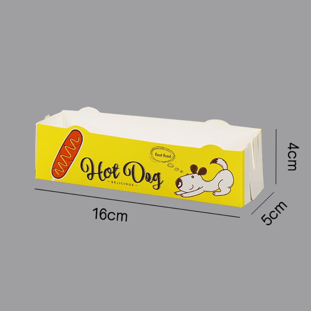 100PCS Boat Shape Sausage Tray Paperboard Takeaway Container Hot Dog Packaging Box Catering Use