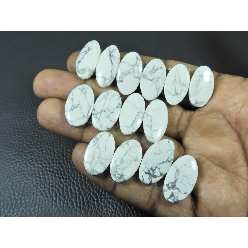150Cts. Natural Howlite Matche Pair Oval Cabochon Loose Gemstone 07 Pair Lot C-3358