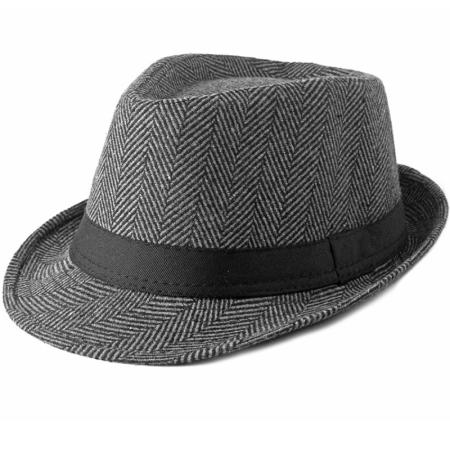

HT2751 Men Jazz Hat Retro Striped Fedoras Autumn Winter Hat for Men Male Gentleman Derby Trilby Hat Casual Black Band Fedora Hat 56-58cm темно-сірий колір