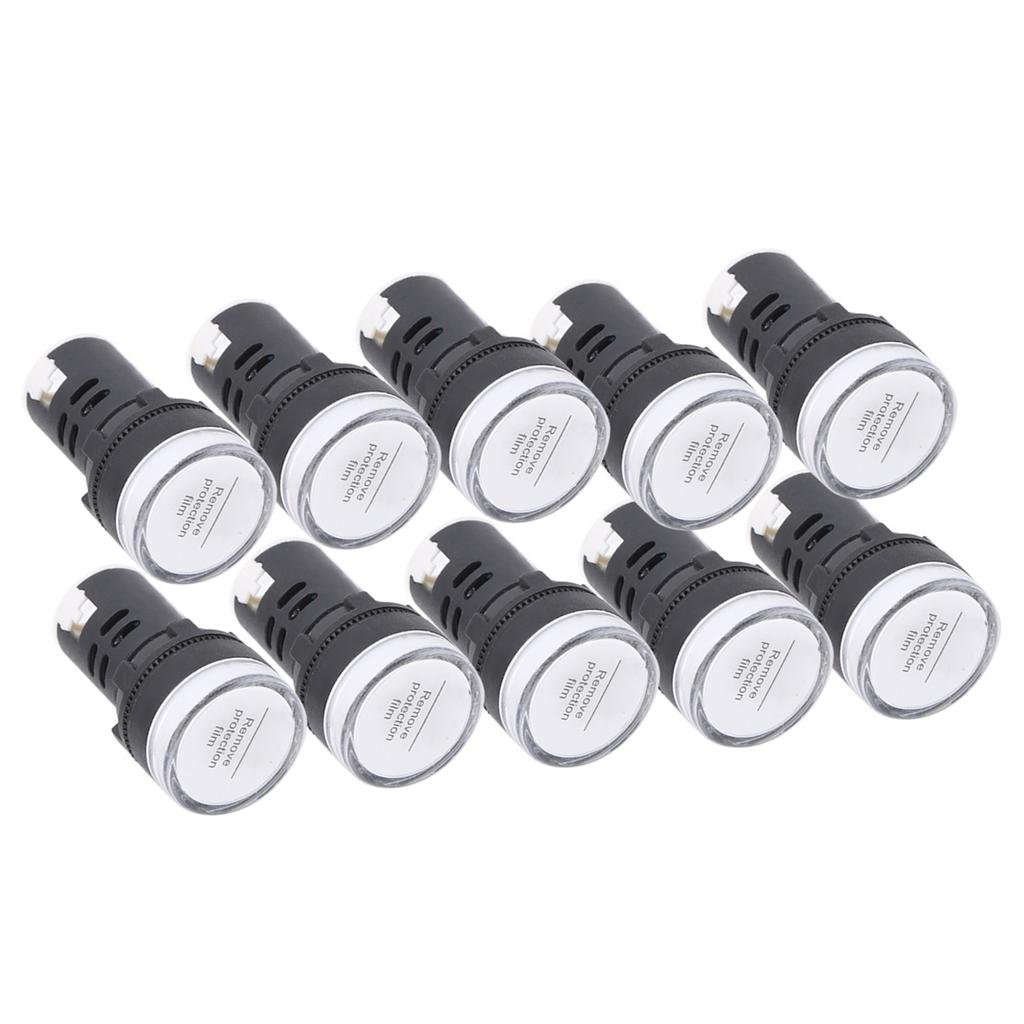 10Pcs AD16‑22DS LED Signal Light White High Brightness Indicator Equipment AccessoryAC220V