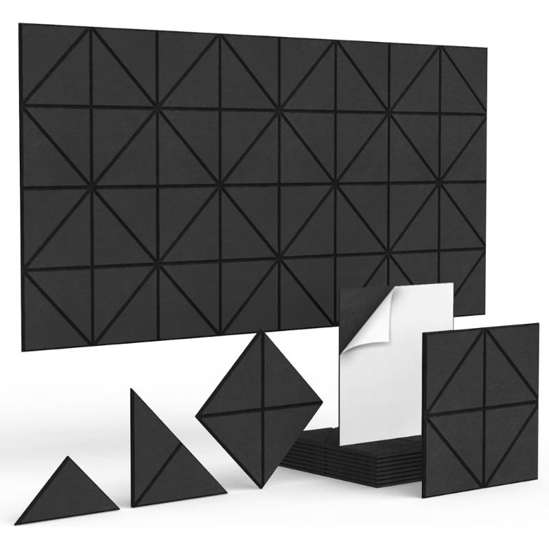 12Pieces Acoustics Foam Wall Tiles Soundproof Foam Panel Polyester Wall Panels for Quiet Study Spaces and Libraries