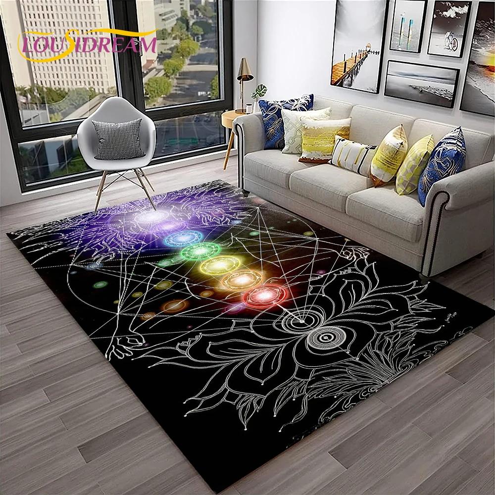 Naturalize Yoga Meditatie Regenboog 7 Chakra Zacht Tapijt Kleed voor Huis Woonkamer Slaapkamer Bank Deurmat Decor, Antislip Vloermat