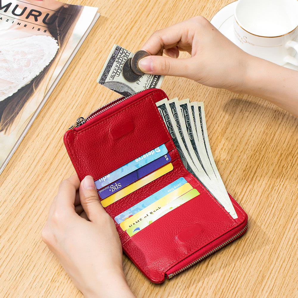 Short wallet large capacity men's and women's new soft leather fashion wallet double zipper change bag multi-function card bag