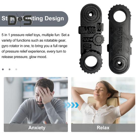 3D-gedrucktes Zappelspielzeug, 5-in-1, drehbares Zahnrad und gyroskopisches Spinnerspielzeug, tragbares Stressabbauspielzeug für Studenten und Büroangestellte aller Altersgruppen