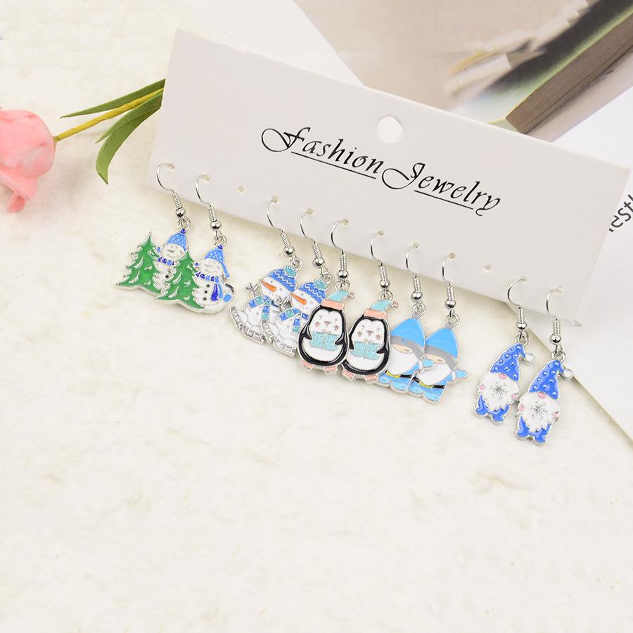 Penguin & Snowman Christmas Earrings - Cute Cartoon Santa Pendant Jewelry