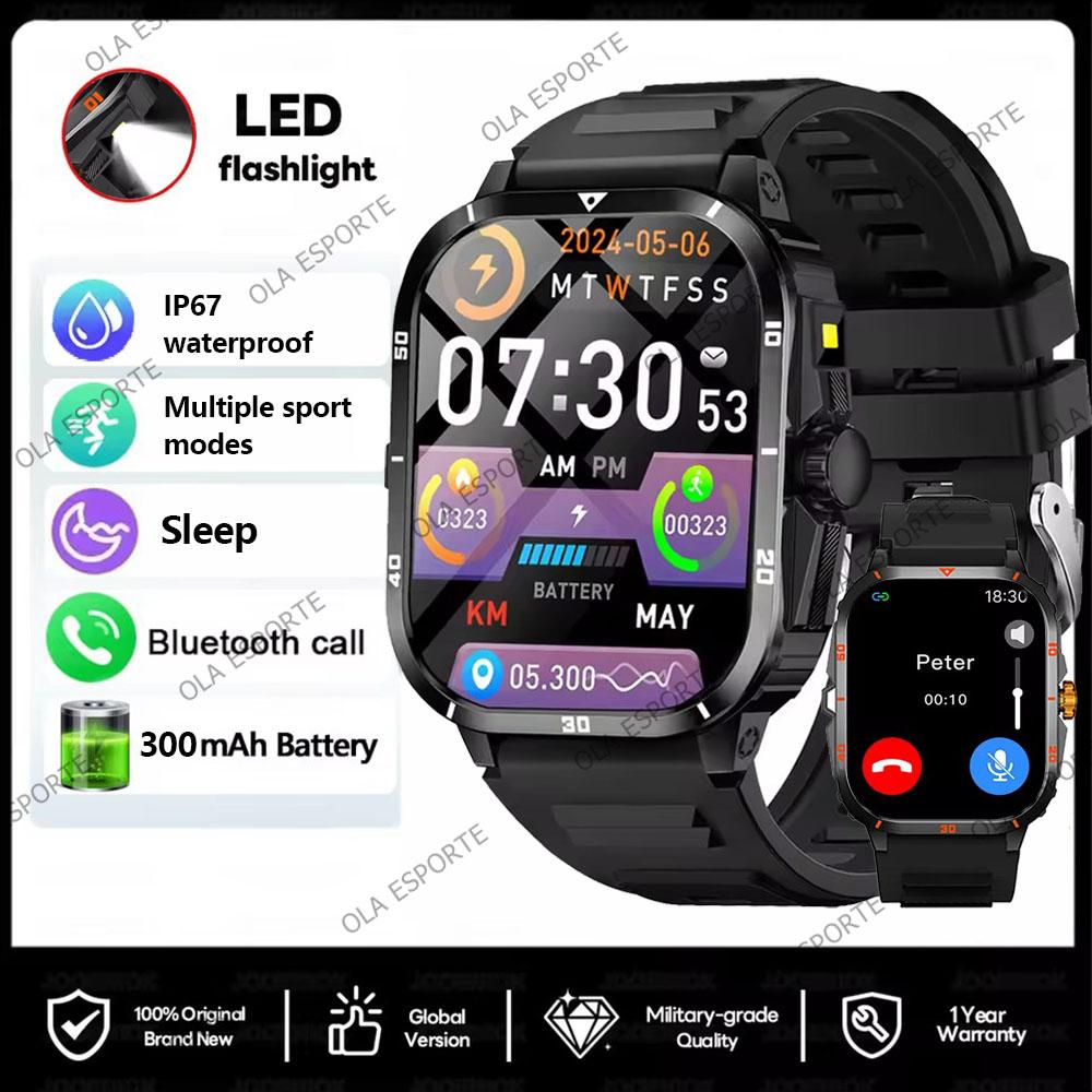 New Smartwatch Bluetooth Calling, Message Alerts, Alarm Clock, Outdoor LED Flashlight, Multi-Sport Mode Smart Watch Men Women