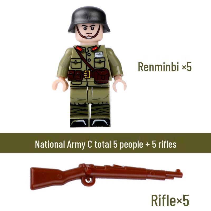 Compatible Lego WWII Military Minifigures: US Army Soldiers with Weapons - Educational Assembly Toys for Boys
