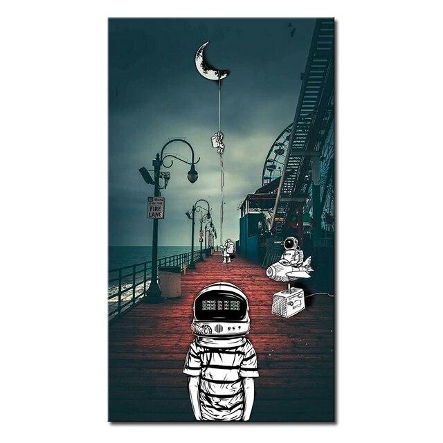 

Креативная живопись, абстрактные постеры и принты, мультяшный космонавт, холст, картина, настенные художественные картины для декора гостиной, без рамки 20*40cm