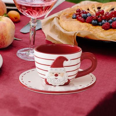 Santa Claus Christmas Tea Cups and Saucer Versatile Creative Espresso Latte Mug for Table Supplies