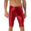 Mens Glossy High Waist Shorts Elastic Sports Leggings Workout Swimwear Gym Bottoms