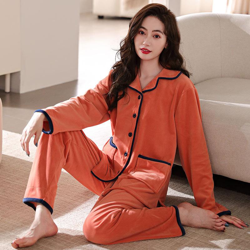 Pajamas Women'S Spring And Autumn Coral Fleece Thickened Fleece Winter Autumn And Winter Flannel Winter Loungewear