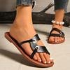 Summer women's hollowed out open toed slippers, flat and casual one-piece slippers
