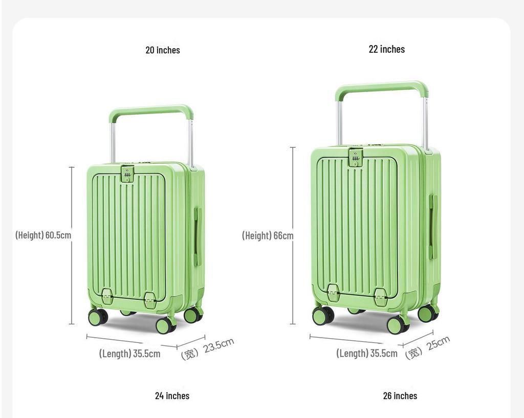 Free Shipping: 20-inch & 24-inch Front-Opening Multifunctional Trolley Suitcases with Wide Handles