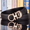 Salvatore Ferragamo 3.3cm Cowskin Men's Belt Luxury Brand Designer Belt Suit Jeans Formal Brand