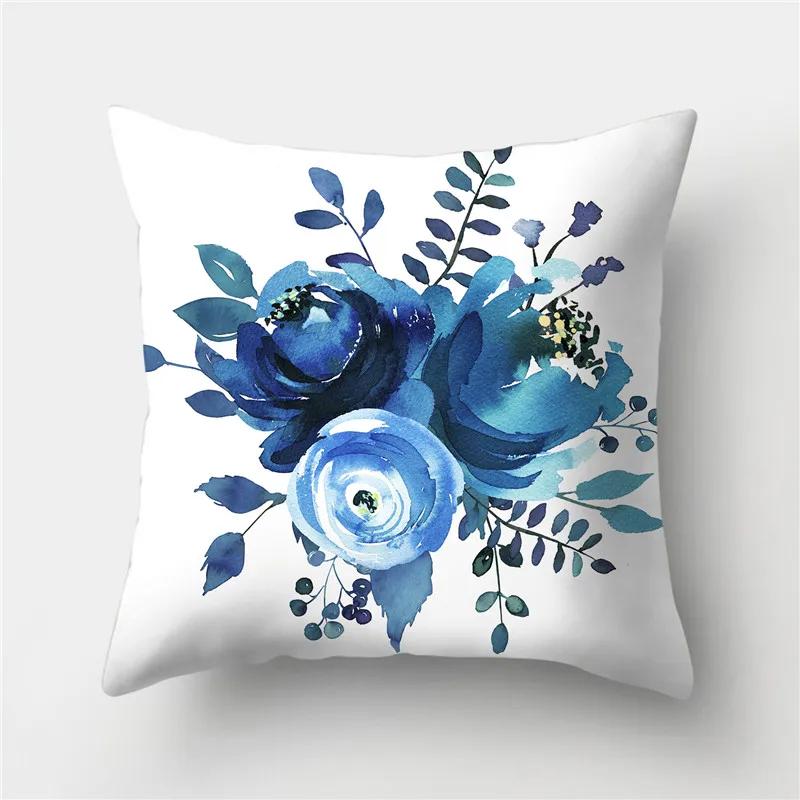 Sofa Cushion Pillow Home Decor Pillowcase Geometric  Cover Blue Grey  Decoration