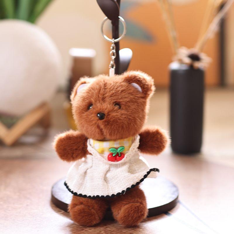 Cartoon Cute Bear With Cherry Scarf And Skirt Plush Toy Pendant Keychain