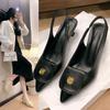 Temperament Fashion Versatile Sandals Fairy Shoes 2025 New Spring and Summer French Black Baotou High Heel Women's Sandals
