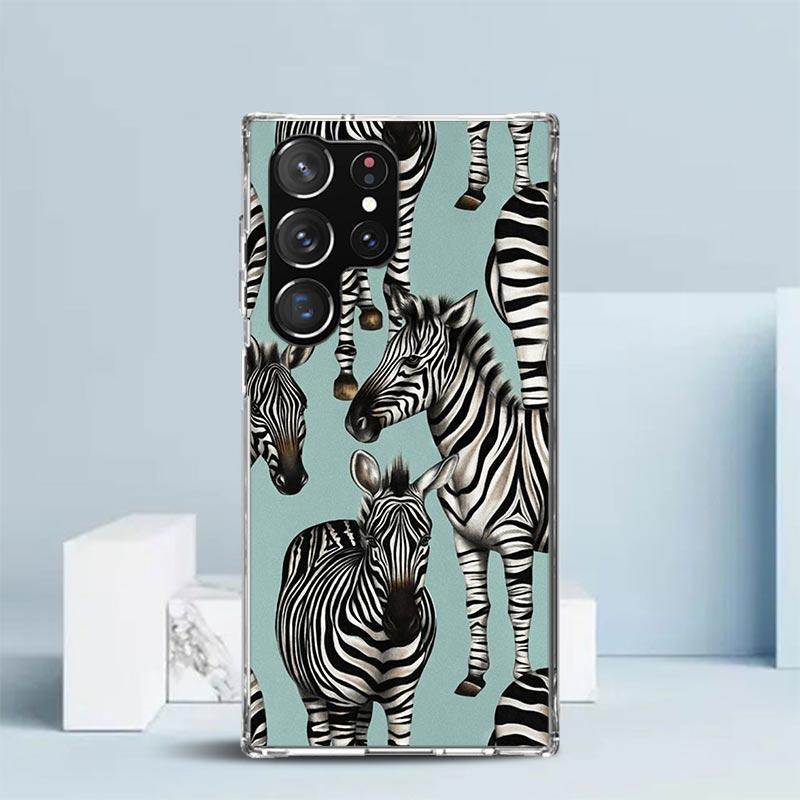 Zebra Stripe Black White Phone Case For Samsung Galaxy S24 S25 Edge S26 Ultra S22 S23 Plus S21 + S20 FE Soft TPU Back Cover Gala