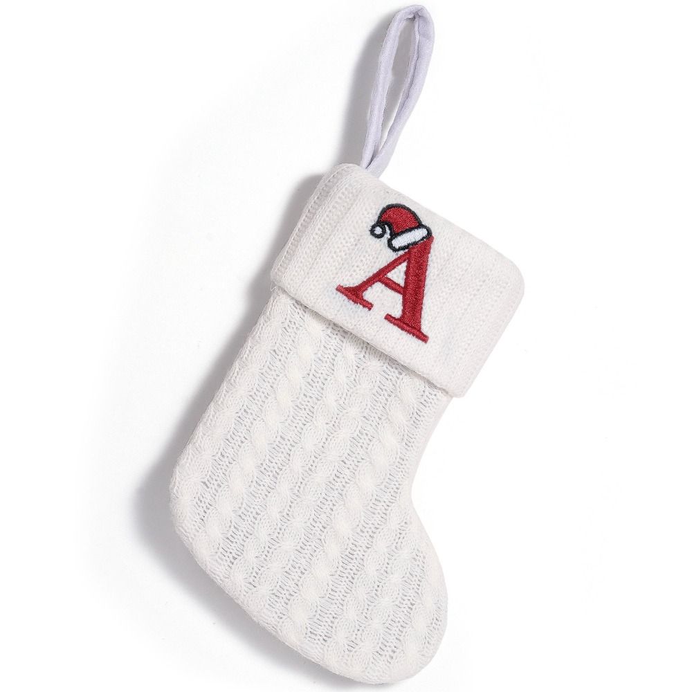 

Large Capacity Letter Knitting Socks Exquisite Christmas Tree Ornaments Navidad white-with hat