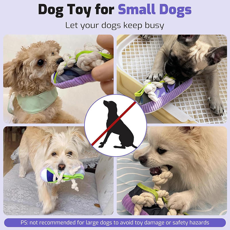 Dog Squeak Toy Teeth Grinding Bite Resistant Slippers Shape Puppy Chew Toy With Cotton Rope Pet Chewing Toys Dog Toys