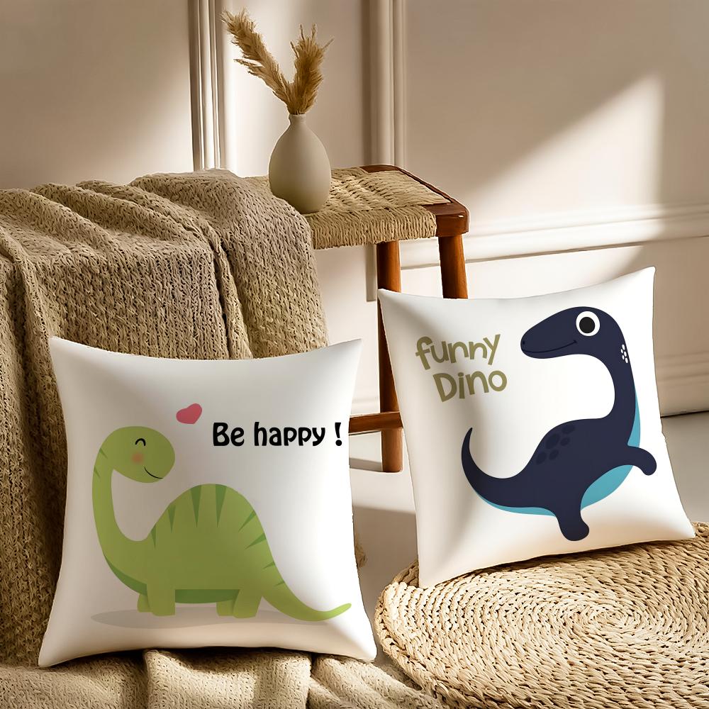Cute Dinosaur Cushion Cover Pillowcase Anti-Dustmite Living Room Sofa Decor Cushion Room