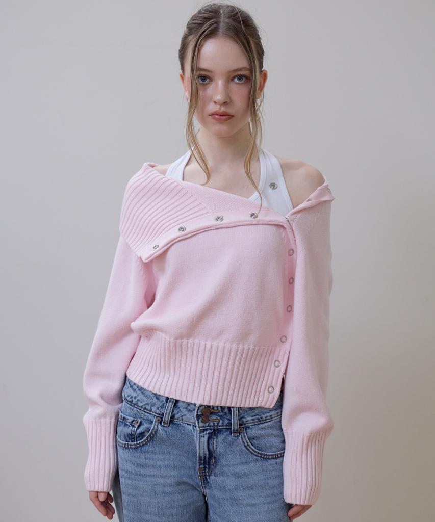Rosefranz Fold Off Shoulder Knit [Pink]