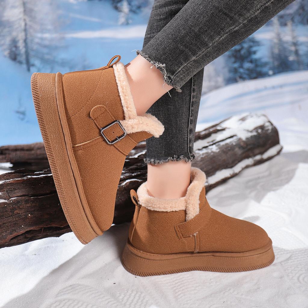 Thick-soled Snow Boots for Women In Winter 2025 Plus-size Plus-size Plush Wool Cotton Shoes for Women Are Versatile