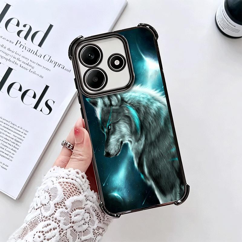 Wolf Moon Animal Plating Phone Case For Xiaomi Redmi Note 14 15 Pro Plus 13 12 11 11S 11T 10 9S 9 5G Anti-Fall Airabag Cover