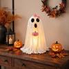 Children Party Favors Halloween Ghost Decoration, Light-Up White with Pumpkin, Indoor Holiday Home Decorations Cute Standing Tabletop for Decor