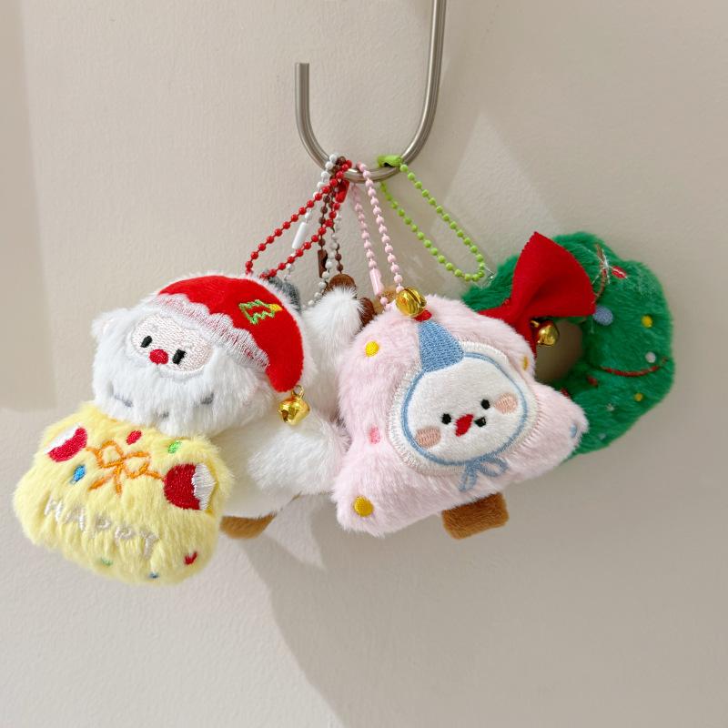 Kawaii Cartoon Plush Santa Claus Christmas Tree Keychain Lovely Christmas Stuffed Doll Toys Backpack Pendant Accessories Gifts