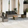 Vidaxl 6-Cz. Garden Furniture Set With Cushions, Grey, Poly Rattan