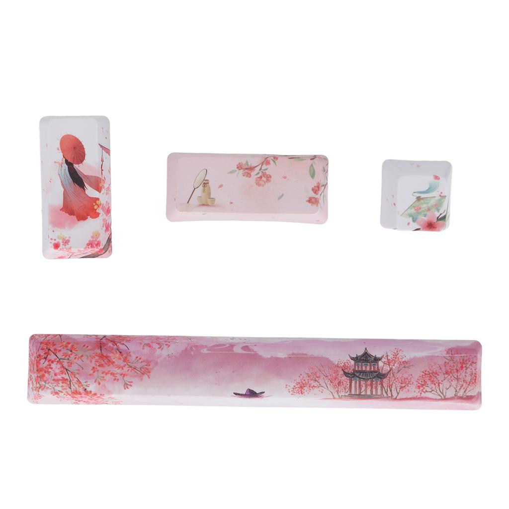 Keycap 4 Keys Peachblossom Beauty Pattern Space ESC Enter Numpad Enter DIY Keycaps Kit