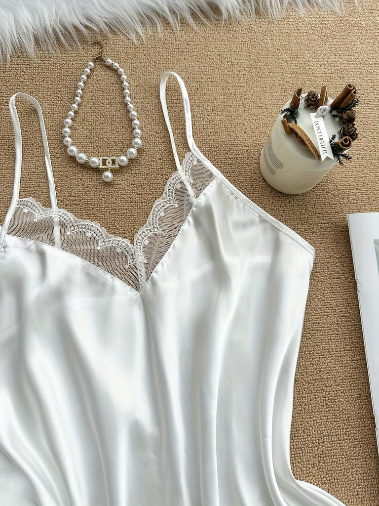 European & American Summer Silk-Feel Sexy Pajamas: Long Sleeve Nightgown Robe Two-Piece Set – Comfortable Tie-Up Women's Homewear.